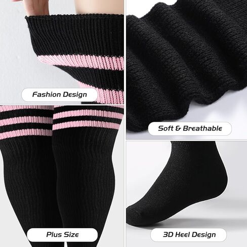 Plus Size Thigh High Socks for Thick Thighs, Extra Long Striped Thigh High Socks for Women in Kuwait