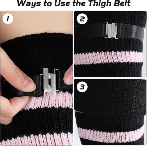 Plus Size Thigh High Socks for Thick Thighs, Extra Long Striped Thigh High Socks for Women in Kuwait