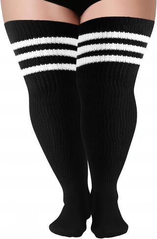Plus Size Thigh High Socks for Thick Thighs, Extra Long Striped Thigh High Socks for Women in Saudi Arabia