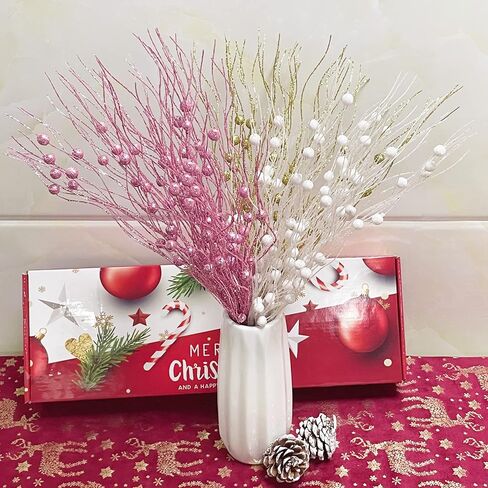 Christmas Artificial Glitter Berry Stem Decorations Decorative Bead Sticks Xmas Picks Glittery Twigs Branches for Christmas Tree Wreath Gift Vase Decor Party Ornaments Blue 24 PCS in Kuwait