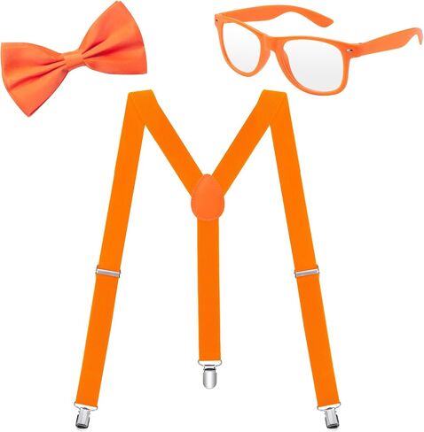 ONUPGO Suspenders for Men, Bow-tie, Sunglasses, Halloween Costumes Accessory Set - Adult and Kids Suspenders for Wedding (Pink) in Saudi Arabia