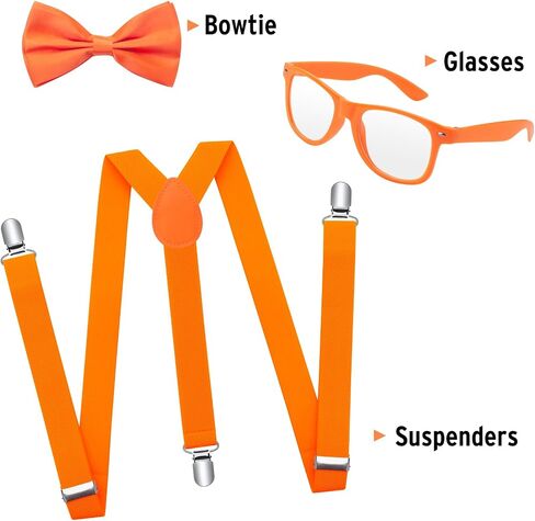 ONUPGO Suspenders for Men, Bow-tie, Sunglasses, Halloween Costumes Accessory Set - Adult and Kids Suspenders for Wedding (Pink) in Saudi Arabia