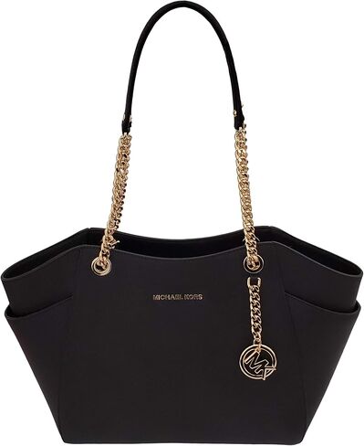 MICHAEL Michael Kors Women's Jet Set Travel Saffiano Large Chain Shoulder Tote, Style 35T5GTVT3L (Vanilla PVC/Strap Logo) in Saudi Arabia