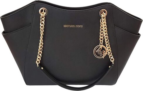 MICHAEL Michael Kors Women's Jet Set Travel Saffiano Large Chain Shoulder Tote, Style 35T5GTVT3L (Vanilla PVC/Strap Logo) in Saudi Arabia