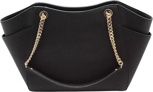 MICHAEL Michael Kors Women's Jet Set Travel Saffiano Large Chain Shoulder Tote, Style 35T5GTVT3L (Vanilla PVC/Strap Logo) in Saudi Arabia