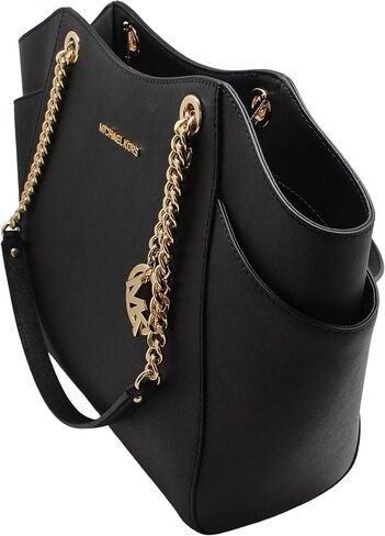 MICHAEL Michael Kors Women's Jet Set Travel Saffiano Large Chain Shoulder Tote, Style 35T5GTVT3L (Vanilla PVC/Strap Logo) in Saudi Arabia