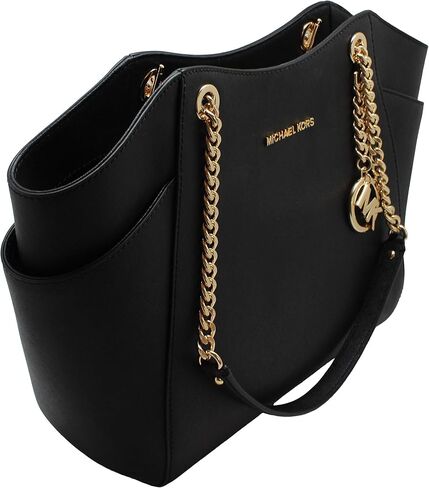 MICHAEL Michael Kors Women's Jet Set Travel Saffiano Large Chain Shoulder Tote, Style 35T5GTVT3L (Vanilla PVC/Strap Logo) in Saudi Arabia