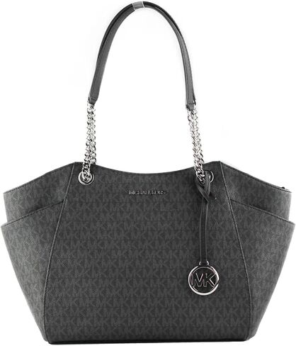 MICHAEL Michael Kors Women's Jet Set Travel Saffiano Large Chain Shoulder Tote, Style 35T5GTVT3L (Vanilla PVC/Strap Logo) in Saudi Arabia