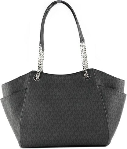 MICHAEL Michael Kors Women's Jet Set Travel Saffiano Large Chain Shoulder Tote, Style 35T5GTVT3L (Vanilla PVC/Strap Logo) in Saudi Arabia