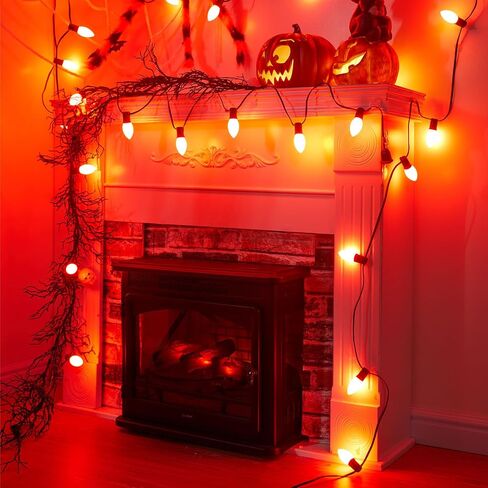 C9 Opaque Replacement Christmas Lights Bulbs Vintage Incandescent Red Green Blue White Orange Glass for Xmas String Lights Outdoor Indoor Holiday Decorations (E17 Base, 25 Count Multicolored) in Saudi Arabia