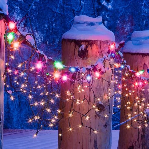 C9 Opaque Replacement Christmas Lights Bulbs Vintage Incandescent Red Green Blue White Orange Glass for Xmas String Lights Outdoor Indoor Holiday Decorations (E17 Base, 25 Count Multicolored) in Saudi Arabia