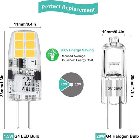 لمبة G4 LED، لمبة ضوء G4 من النوع Bi Pin Base لمبة AC/DC 12V 20W مكافئة لمبات الهالوجين G4 للإضاءة تحت غطاء الخزانة، أبيض ناعم 2700K 5 عبوات in Saudi Arabia