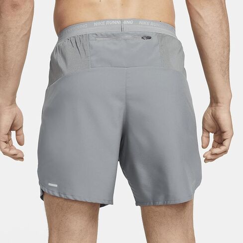 شورت الجري Nike Stride للرجال Dri-FIT مقاس 7 بوصات (رمادي دخاني/أسود، DM4761-084) مقاس كبير طويل in Saudi Arabia