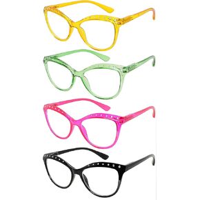 Eyekepper 4-pack Reading Glasses for Women Cat-eye Style Rhinestone Readers +2.75
