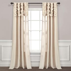 Lush Decor Ruched Waterfall Window Curtain Single Panel, 84" Long x 52" Wide, Dark Linen