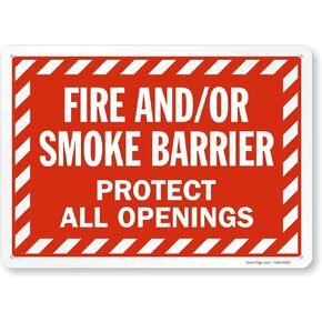 SmartSign-S-8877-Pl-14 "Fire and/or Smoke Barrier" Sign | 10" x 14" Plastic , White on Red