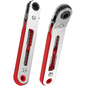 Mini Ratchet Wrench Screwdriver,1/4 Inch Hex Screwdriver Bit Drive Ratchet Wrench Elbow Head & Flat Head Reversible Drive Handle