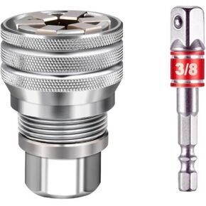 Universal Adjustable Socket Wrench with Adapter, 10-19mm, 3/8''-3/4'' Ratchet Wrench, Updated Adjustable Drive Socket Wrench Sleeve for 3/8" Drive Ratchet Torque Wrench and Power Drill