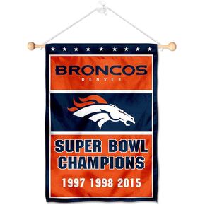 Denver Broncos 3 Time Champions Banner Window Wall Hanging Flag with Suction Cup