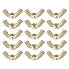 uxcell #10-32 Wing Nut 15 Pcs, Brass Butterfly Wing Nuts Fasteners Parts Hand Twist Tighten Wing Nuts for Machinery Electronic Equipment DIY, Gold Tone