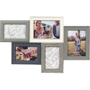 Kirea Grace 5 Opening Classic Collage Picture Frames, Multicolor Farmhouse Family Photo Frames Set for Wall Decor or Display - Display for 2-5"x7" and 3-4"x6" Pictures