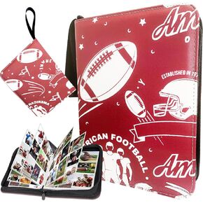 4-Pocket Football Card Binder - Waterproof Holder for 400 Cards with 50 Removable Double-Sided Sleeves Protectors Set for Football Trading Cards - Compatible with Football, Baseball Cards