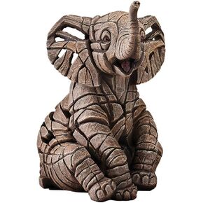 Enesco Edge Sculpture Baby Elephant Calf Sitting Animal Figurine, 10 Inch, Gray