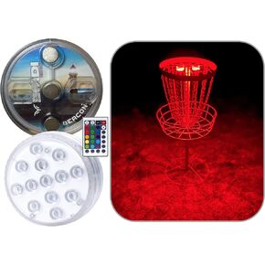 Birdi Disc Golf Beacon -2Pack - أضواء سلة الجولف المغناطيسية LED - جهاز التحكم عن بعد - مقاوم للماء - قرص متوهج متعدد الألوان - قرص جولف ليلي