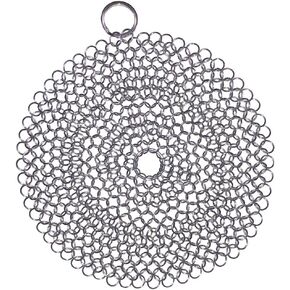 Cast Iron Cleaner, 316 Premium Stainless Steel Cast Iron Skillet, Chainmail Scrubber for Cast Iron Pan Pre-Seasoned Pan Dutch Ovens Waffle Iron Grill Frying Pan (7 Inch Round)