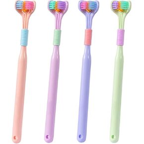 HEITIGN الصحة والجمال حزمة من 2 3 4 فرشاة أسنان ثلاثية الجوانب فرشاة أسنان ذات شعيرات ناعمة للبالغين على شكل حرف V فرشاة أسنان للتنظيف غير قابلة للانزلاق 24 * 16 * 4 سم (4 قطع) in Kuwait