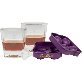 قالب ثلج كراون رويال مع 2 كأس ويسكي متوافق مع الترخيص الأصلي - ملحقات ويسكي ممتازة in Kuwait