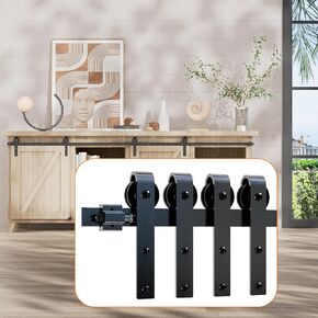 6.6FT Super Mini Cabinet Small Sliding Double Barn Door Hardware Track Kit Apply for Storage Window TV Stand-Fit 20" Wide Door Panel-J Shape Hanger