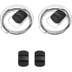 30/32 oz Tumbler Lid Replacement for Yeti Rambler, 14/35 oz Mug, BPA Free with 2 Magnetic Slider (2 Pack)