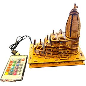 Ayodhya Ram Mandir 3D Model with LED Light Diwali Lights USB Powered Remote for Home Navratri Gollu Dolls Sculpture Navaratri Dusshera Golu Diwali Festive Decoration Showpiece Home Office Gifting