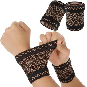 Copper Wrist Compression Sleeves, 1 Pairs Wrist Brace Wrist Support for Weightlifting Fitness Yoga Workout, Arthritis, Sprains, Tendonitis, Adjustasble Wrist Sleeves for Women and Men (M)