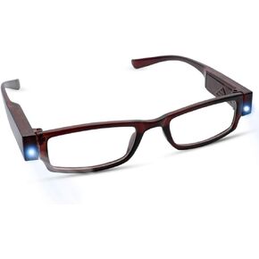 Led Reading Glasses Bright LED Readers with Lights Reading Glasses Lighted Magnifier Nighttime Reader Compact Full Frame Eyewear Clear Vision Unisex Clear Vision Lighted Eye Glasses (+100)