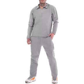 Uni Clau Men's Tracksuits Long Sleeve Polo Sweatshirt and Sweatpants Set 2 Piece Outfits Winter Casual Sweatsuits