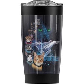 LOGOVISION Star Trek Cat Fleet Stainless Steel Tumbler 20 oz Coffee Travel Mug/Cup, Vacuum Insulated & Double Wall with Leakproof Sliding Lid | Great for Hot Drinks and Cold Beverages