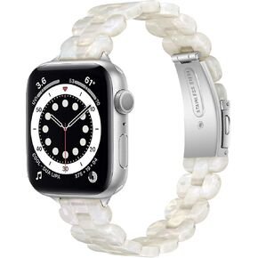 Slim Resin Compatible for Apple watch band 38mm 40mm 41mm 42mm 44mm 45mm,Dressy Fashion Lightweight Strap Replacement with metal buckle for iWatch SE Series7 6 5 4 3 2 1