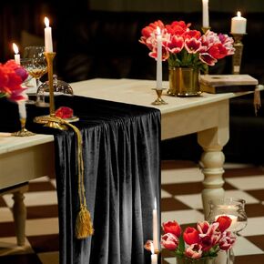 Hahuho Red Velvet Table Runner 10ft Extra Long,Soft Luxury Table Runner 20x120 inch for Christmas Thanksgiving Wedding New Year Party Table Decorations