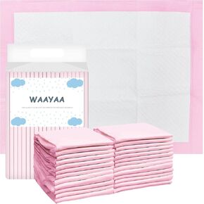 Disposable Bed Pads for Incontinence Adult, Breathable Soft Underpads with Super Quick Absorbency and Leak Proof for Elderly and Kids, Pee Pads for Pet Puppy Training-Pink(17"x24",100P)