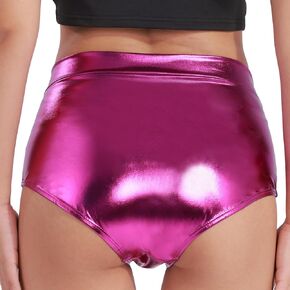 Women's Metallic Shiny Booty Shorts High Waisted Rave Dance Bottom