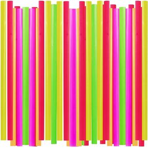 Jumbo Smoothie Straws, 100 pack, 10.5 in, Boba Straw, Extra Wide & Fat, Multi-Color, 0.5" Diameter, Large, Polypropylene Plastic, BPA Free, Reuseable, Milkshakes, Tea, Coffee, Bubble Milk | Houseables