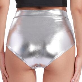 Women's Metallic Shiny Booty Shorts High Waisted Rave Dance Bottom