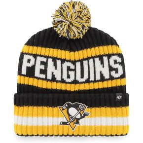 '47 NHL Unisex-Adult Officially Licensed Primary Logo Bering Sport Knit Cuffed Pom Beanie Cold Weather Hat (Pittsburgh Penguins)