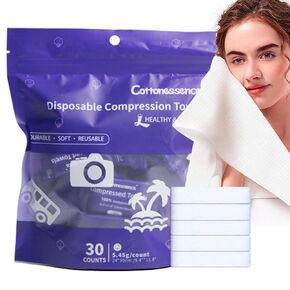 Cottonessence Compressed Towel Tablets 6 PCS, Disposable Face Compressed Towels, Soft Compressed Hand Wipe, Portable Compressed Coin Tissue for Travel/Home/Outdoor Activities（23.6X11.8in）
