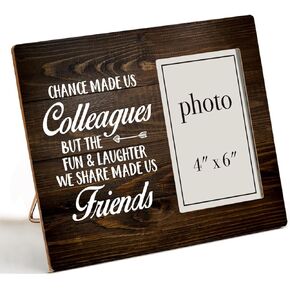 Colleagues Gift for Women Men, Gifts for Coworkers Colleague Work Besties Leaving Going Away New Job, Chance Made Us Colleagues Wood Picture Frame (for 4x6 Photo)