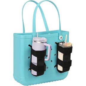 2Pcs Bogg-Bag Cup Holder for Stanley 16-40 Oz Water Bottles Holder, Adjustable Cup Holder Attachment Large Drink Holder Fits for Simply Southern Bogg-Bag Beach Tote Bags Accessories