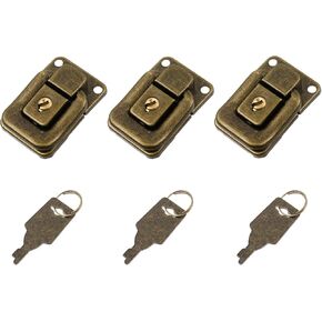 3pcs Toggle Catch Locks 1.57"×1.1" Keyed Hasp Lock Latch Clasps Gold Jewelry Box Buckle Latches for Wooden Box Case Suicase, with Key (Gold)