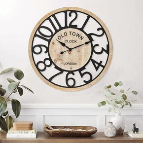 Extra Large Wall Clock,24INCH Wooden Arabic Number Wall Clock,Living Room Clocks Wall Decorative Large 24